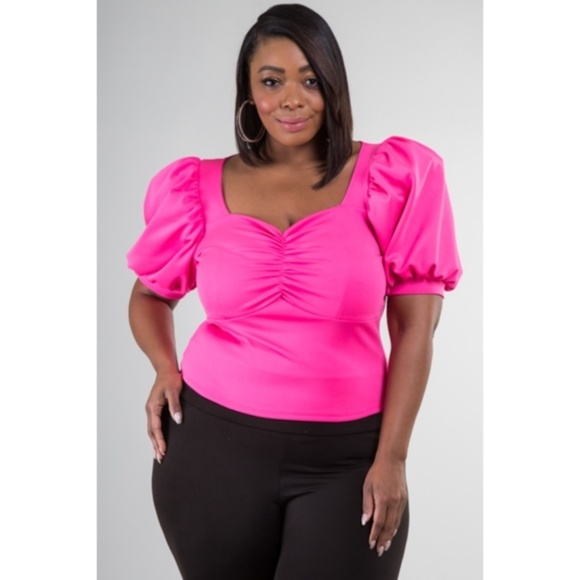 3x Plus Size pink Square Neck Cute Top - Picture 3 of 3